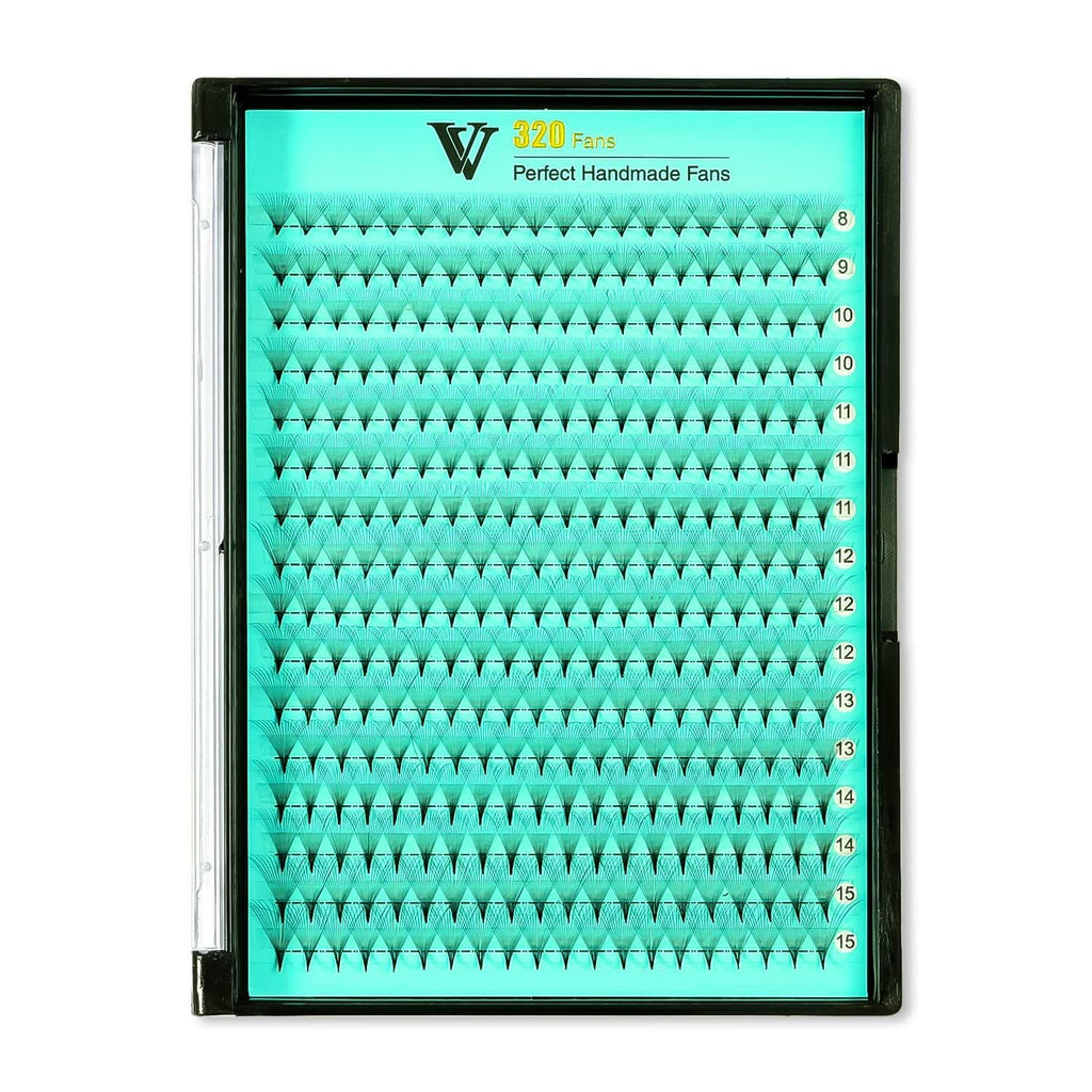 VAVALASH Premade Fans Eyelash Extensions — 320 Fans Tray (16D-0.03-C, Middle Stem, Heat Bonded)