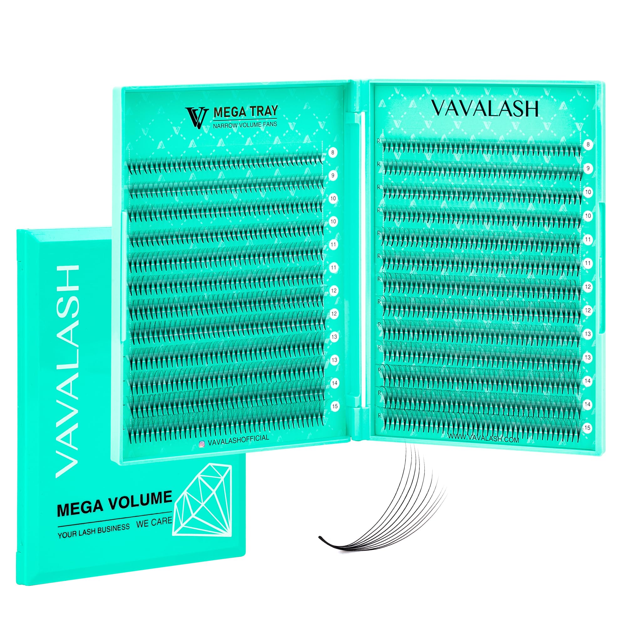 VAVALASH Premade Fans Eyelash Extensions – 6D-16D, 0.05/0.07 Thick, C/D Curl, 8-15mm Mixed Length