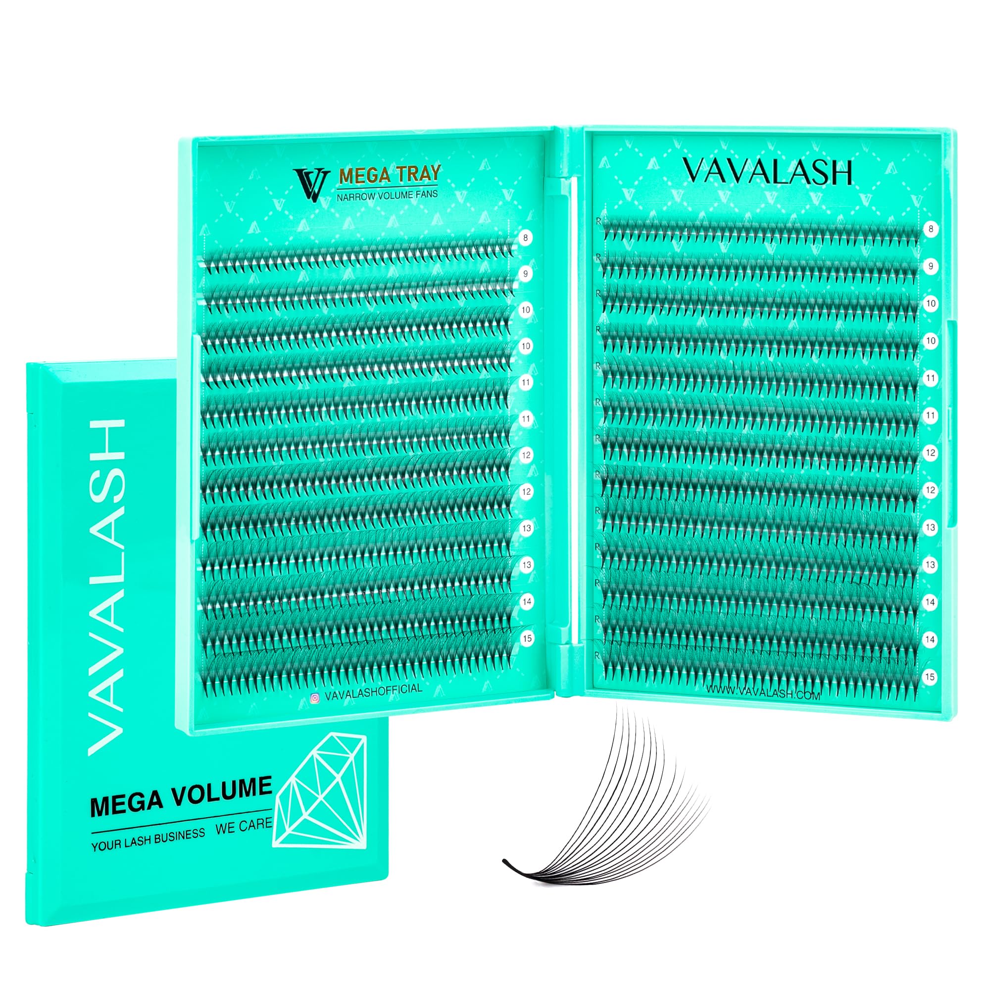 VAVALASH Premade Fans Eyelash Extensions 6D-16D, 0.05/0.07, 8-15mm