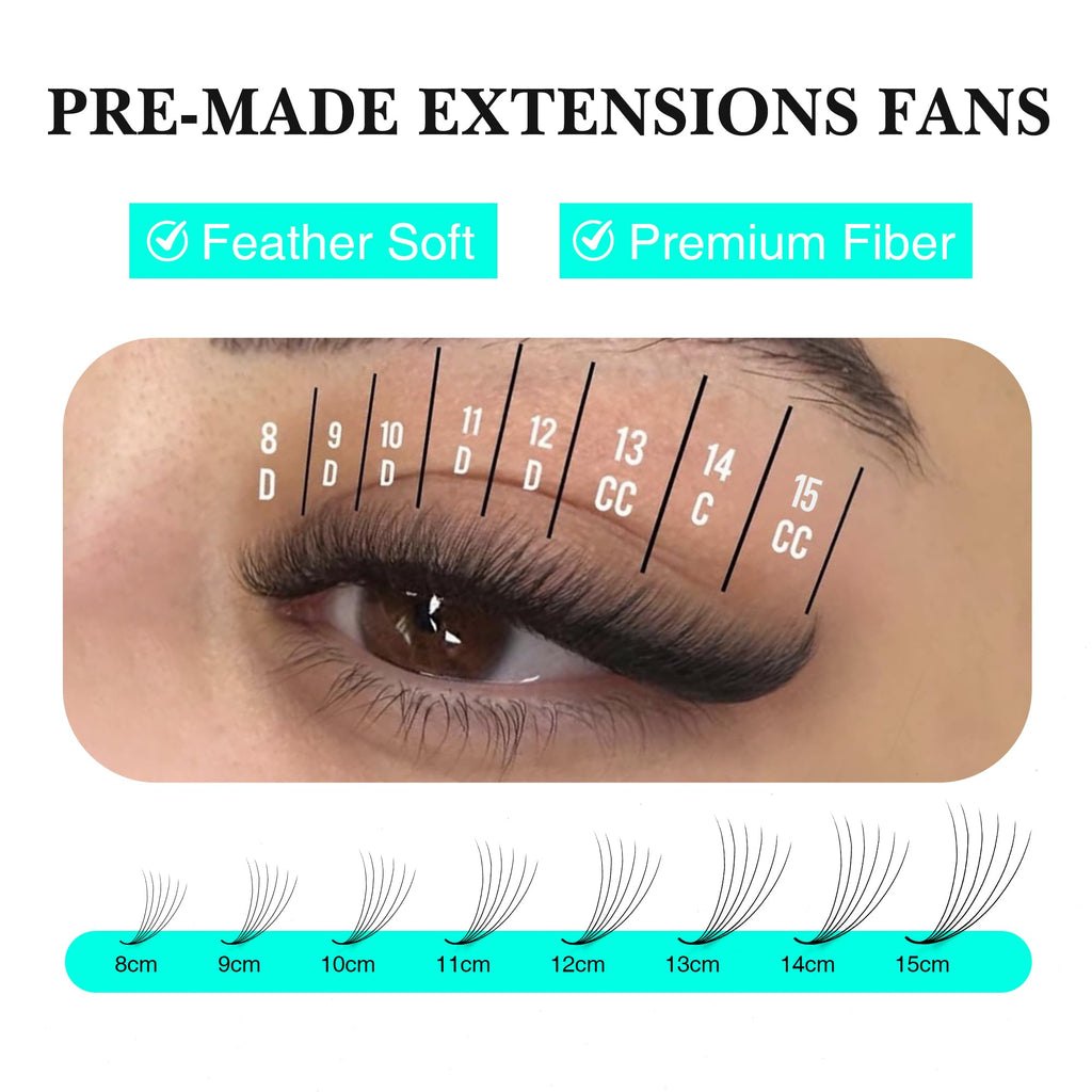 VAVALASH Premade Fans Eyelash Extensions – 6D-16D, 0.05/0.07 Thick, C/D Curl, 8-15mm Mixed Length