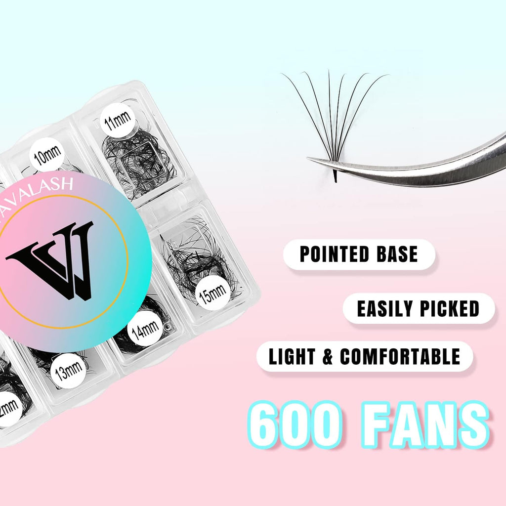 VAVALASH 600 Fans Premade Lash Fans – Premium Premade Loose Fans 5D-24D, Thin Base