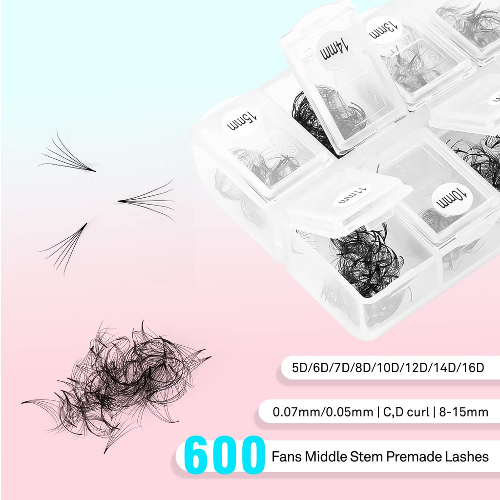 VAVALASH 600 Premade Loose Fans – 5D-24D Eyelash Extensions, 8-15mm, Thin Base