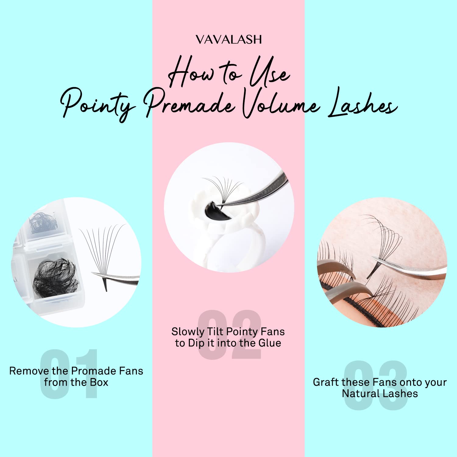 VAVALASH 600 Fans Premade Loose Lash Fans 8-15mm | 10D-0.07-C-8-15mm Promade Volume