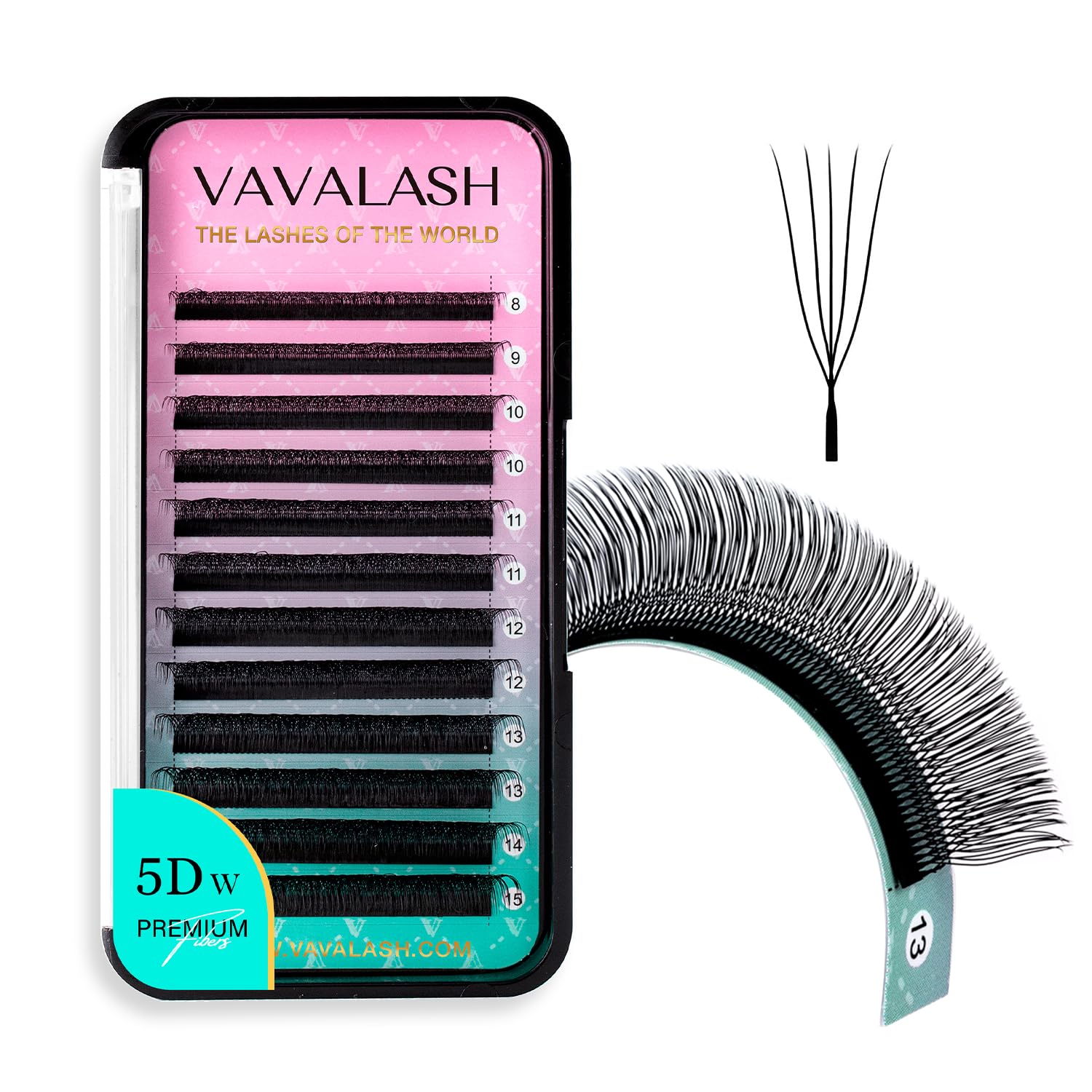 VAVALASH U 5D Lash Extensions – C Curl 0.07mm, 8–15mm Mix Tray, 5D UU Lash Fans, U-Shaped Natural Wispy Lashes