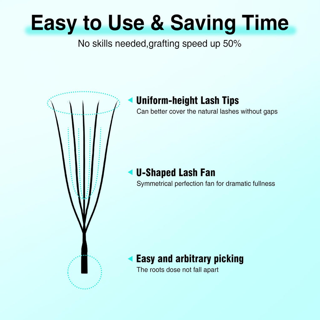VAVALASH U 5D Lash Extensions – C Curl 0.07mm, 8–15mm Mix Tray, 5D UU Lash Fans, U-Shaped Natural Wispy Lashes