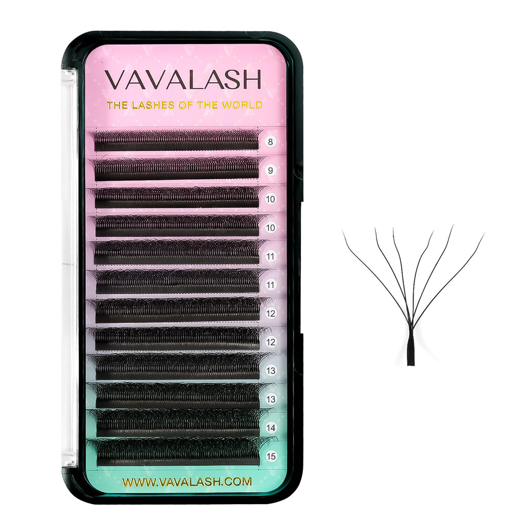 VAVALASH 6D W Shape Premade Fans – 0.07 D-Curl Volume Lash Extensions (8–15mm)