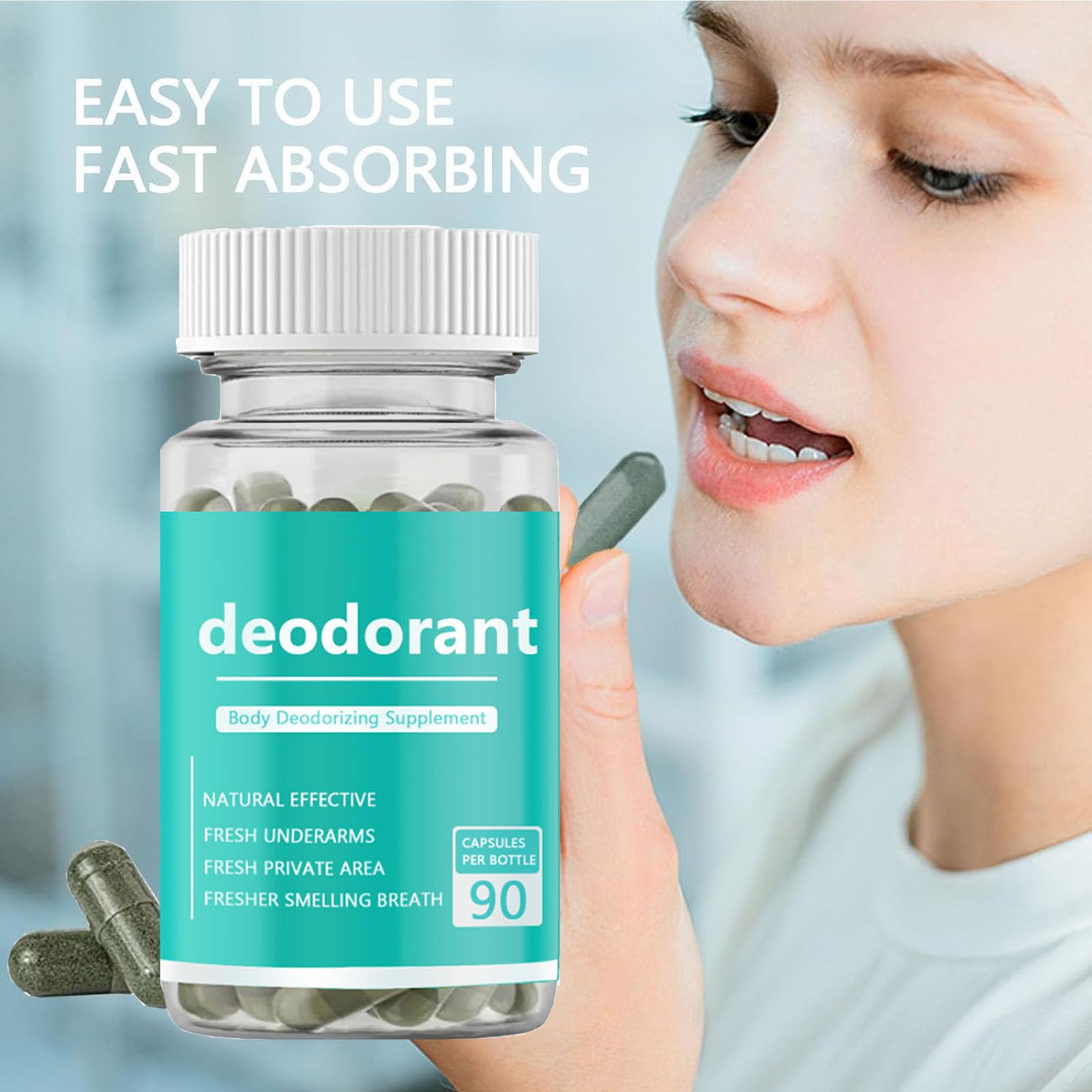 Vbolre Body Deodorizing Supplement – Chlorophyll Odor Control Capsules (90 Count)