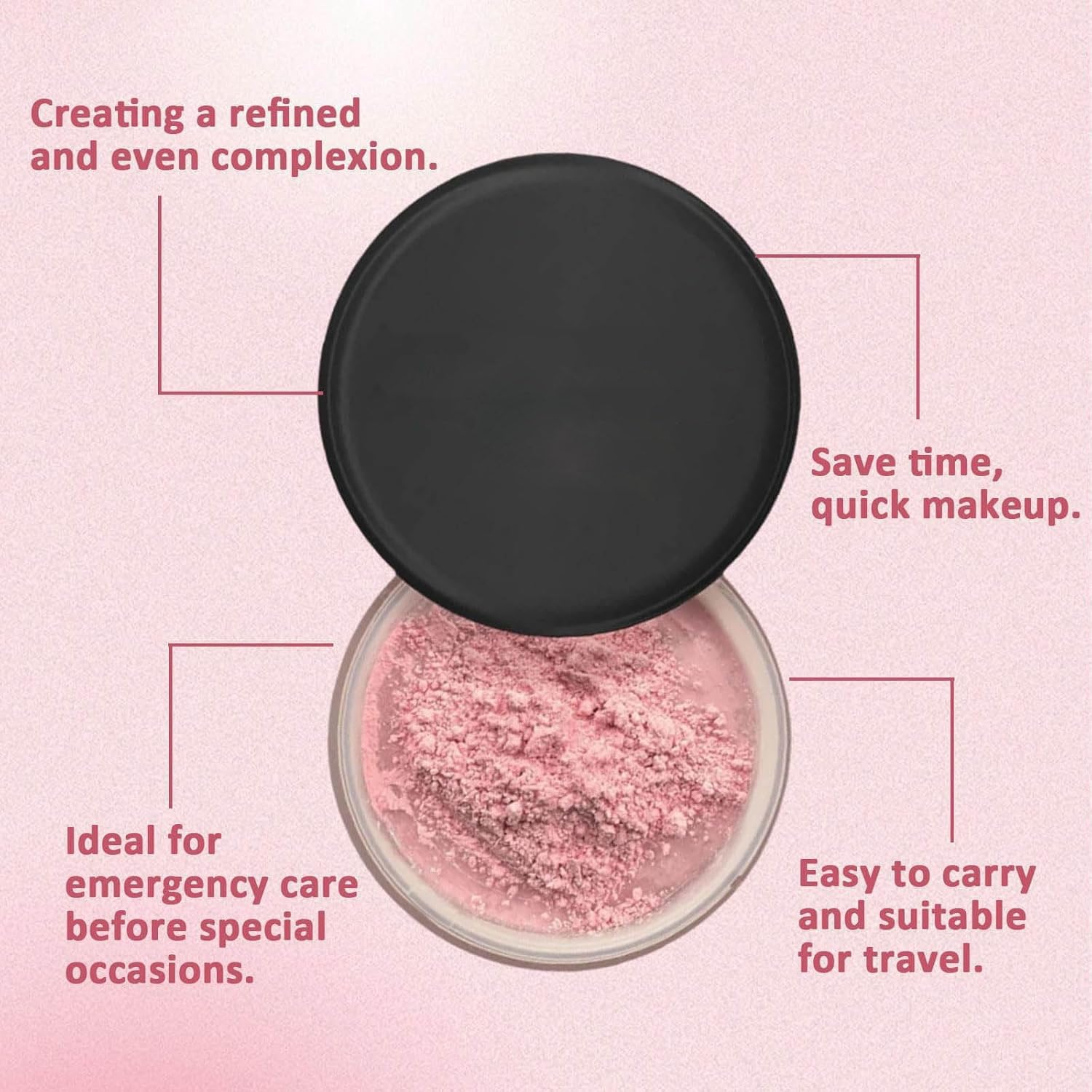 Vbolre Pink Blurring Powder for All Skin Tones | Lightweight Setting Powder