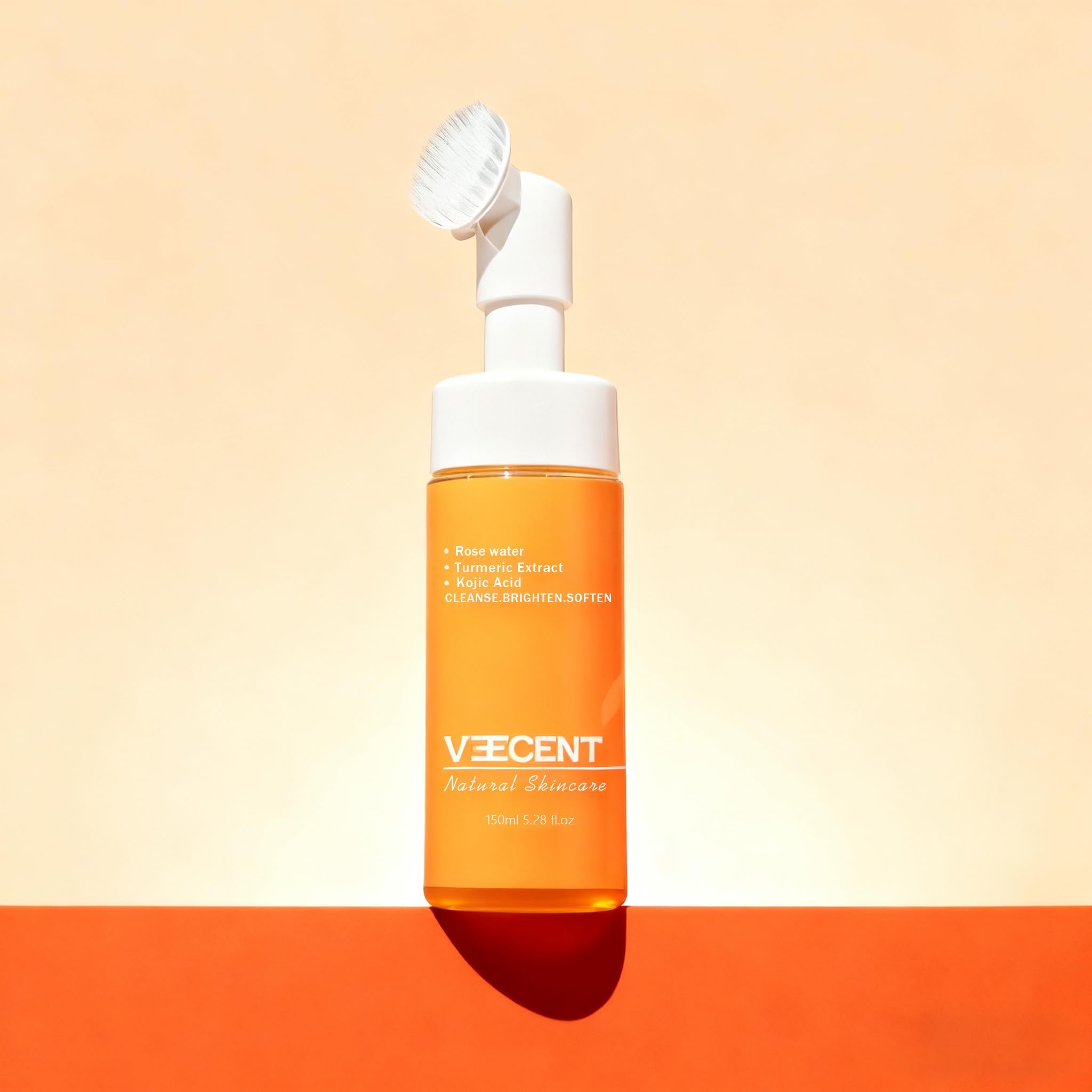 VEECENT Turmeric & Kojic Acid Brightening Foaming Cleanser | Hydrating Facial Cleanser for All Skin Types