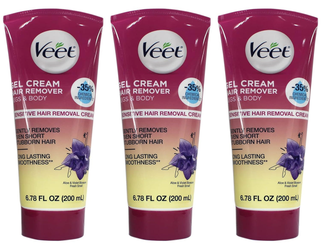 Veet Fast Acting Gel Cream Hair Remover for Women – 6.78 oz (Pack of 3)