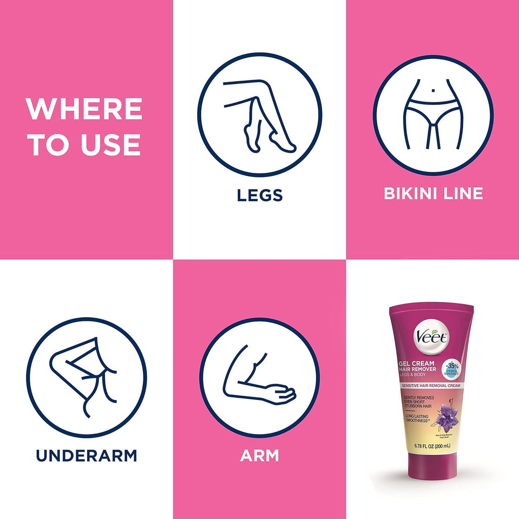 Veet Fast Acting Gel Cream Hair Remover for Women – 6.78 oz (Pack of 3)