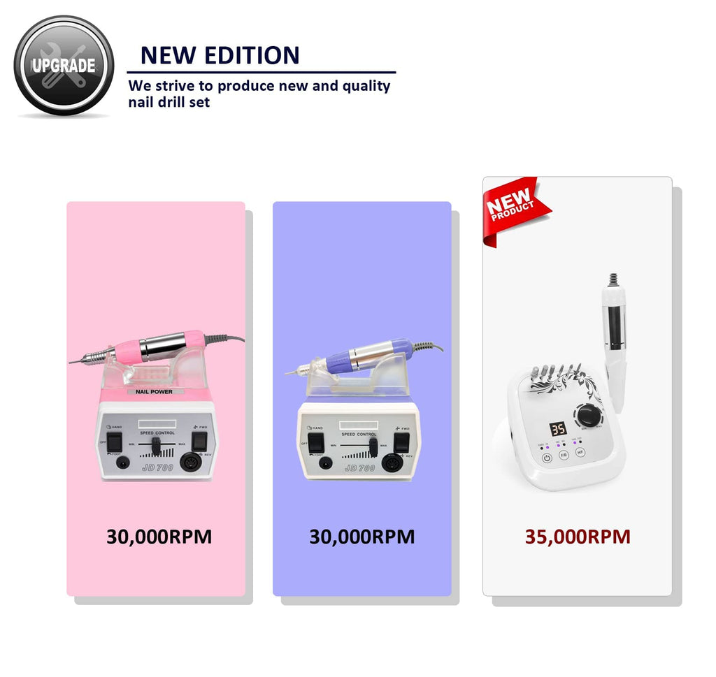 Véfaîî JD700 Nail Drill – Upgraded 30,000 RPM Electric Nail File for Acrylics