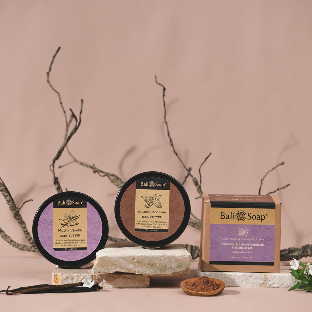Bali Soap Musky Vanilla & Creamy Chocolate Body Butter – Set of 2 (7 oz each)
