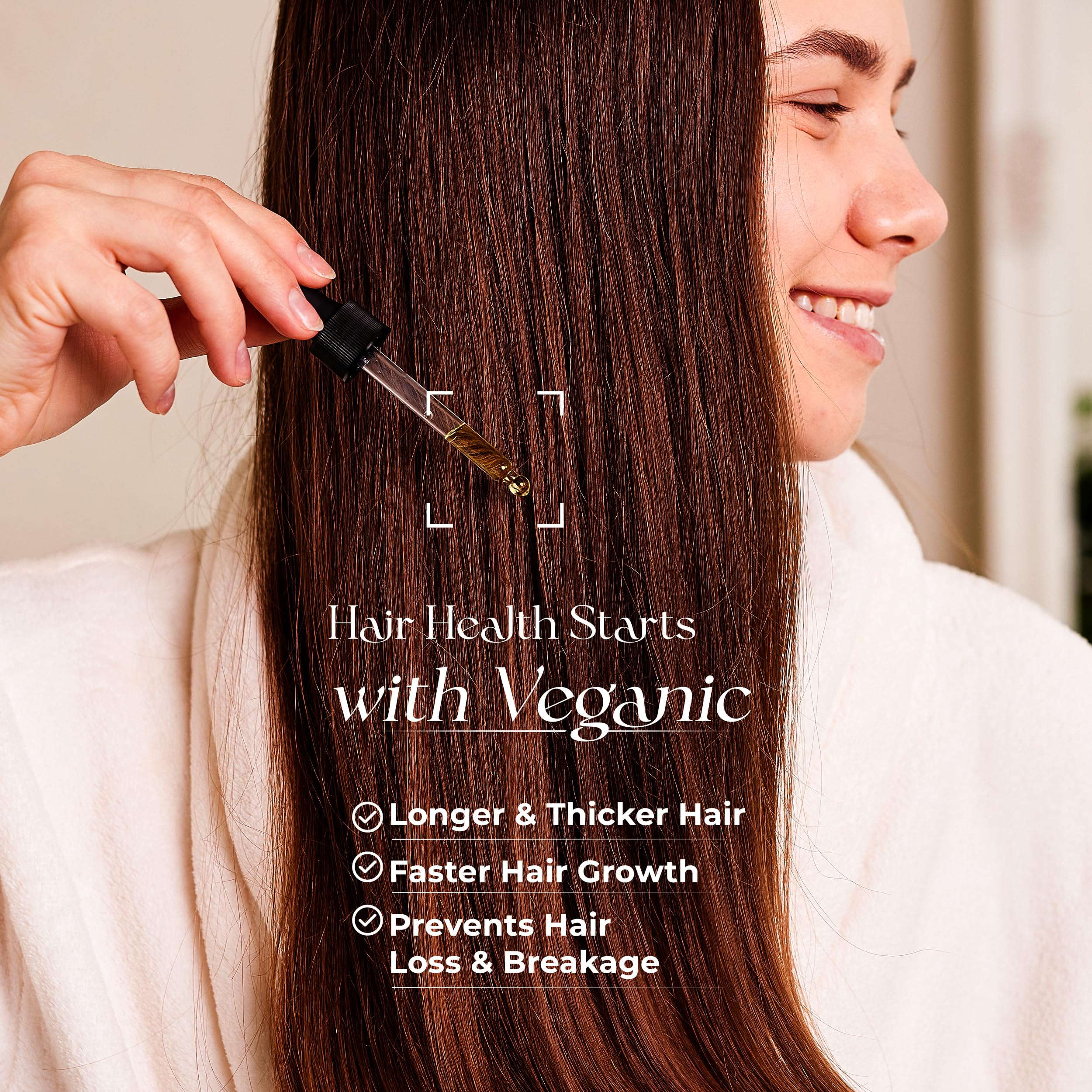 Veganic Hair Growth Oil for Women — 11 Botanicals, Non-GMO, 30-Day Supply