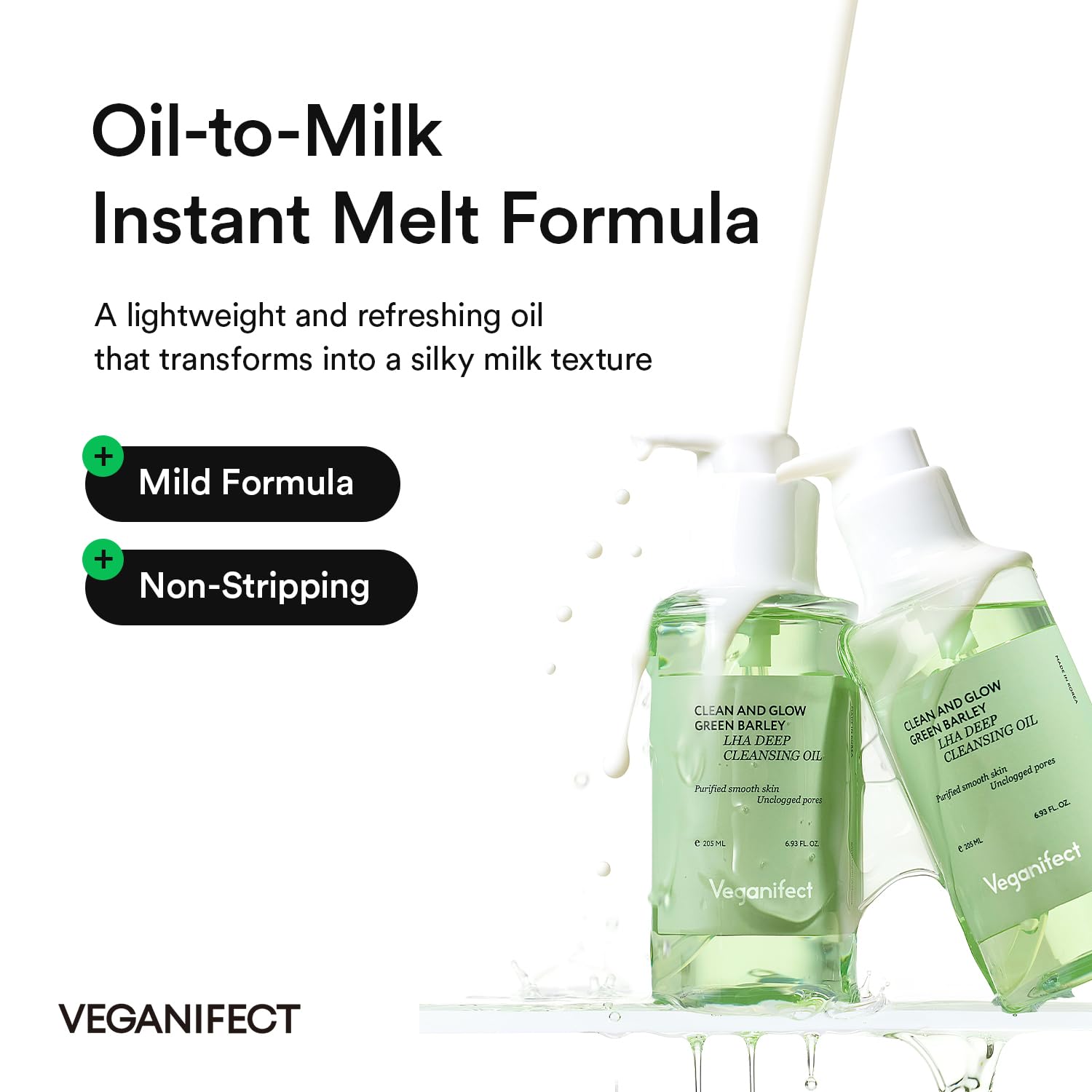VEGANIFECT Hydrating Light Cleansing Oil for Sensitive Skin - Makeup Remover, Blackhead Cleaner (205ml) | Rice Bran, Turmeric & Centella Asiatica