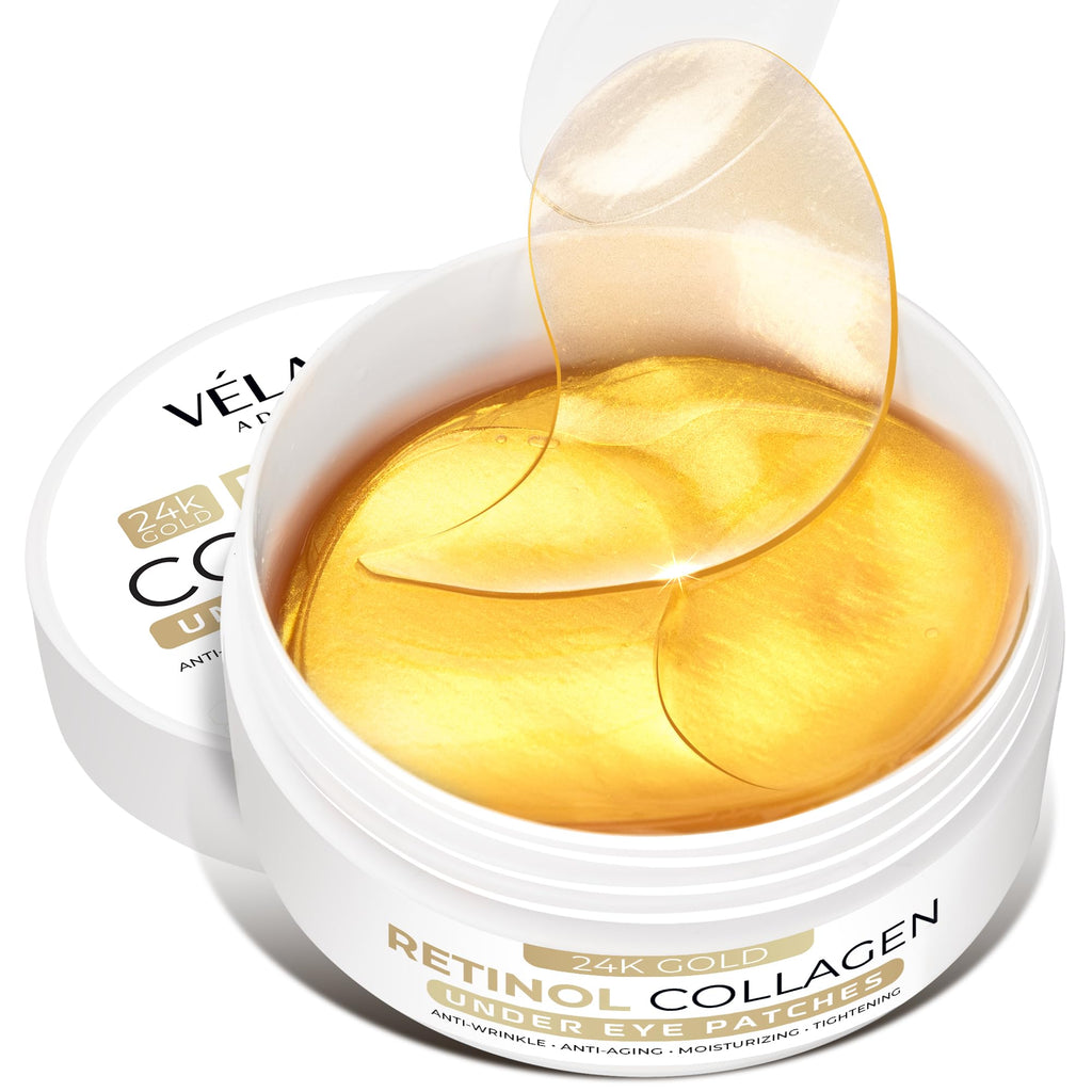 VELAMO ADVANCED 24K Gold Under Eye Patches – Retinol & Collagen Eye Masks for Puffiness, Dark Circles & Wrinkles | 60 Pcs