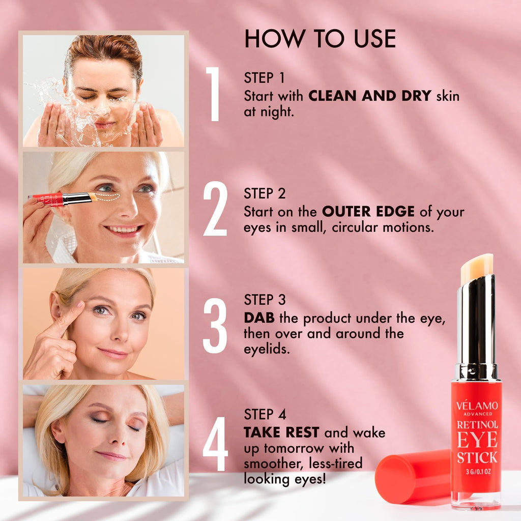 VELAMO ADVANCED Retinol Eye Stick – Renewing & Firming Under-Eye Balm, 2-Pack, Travel-Ready