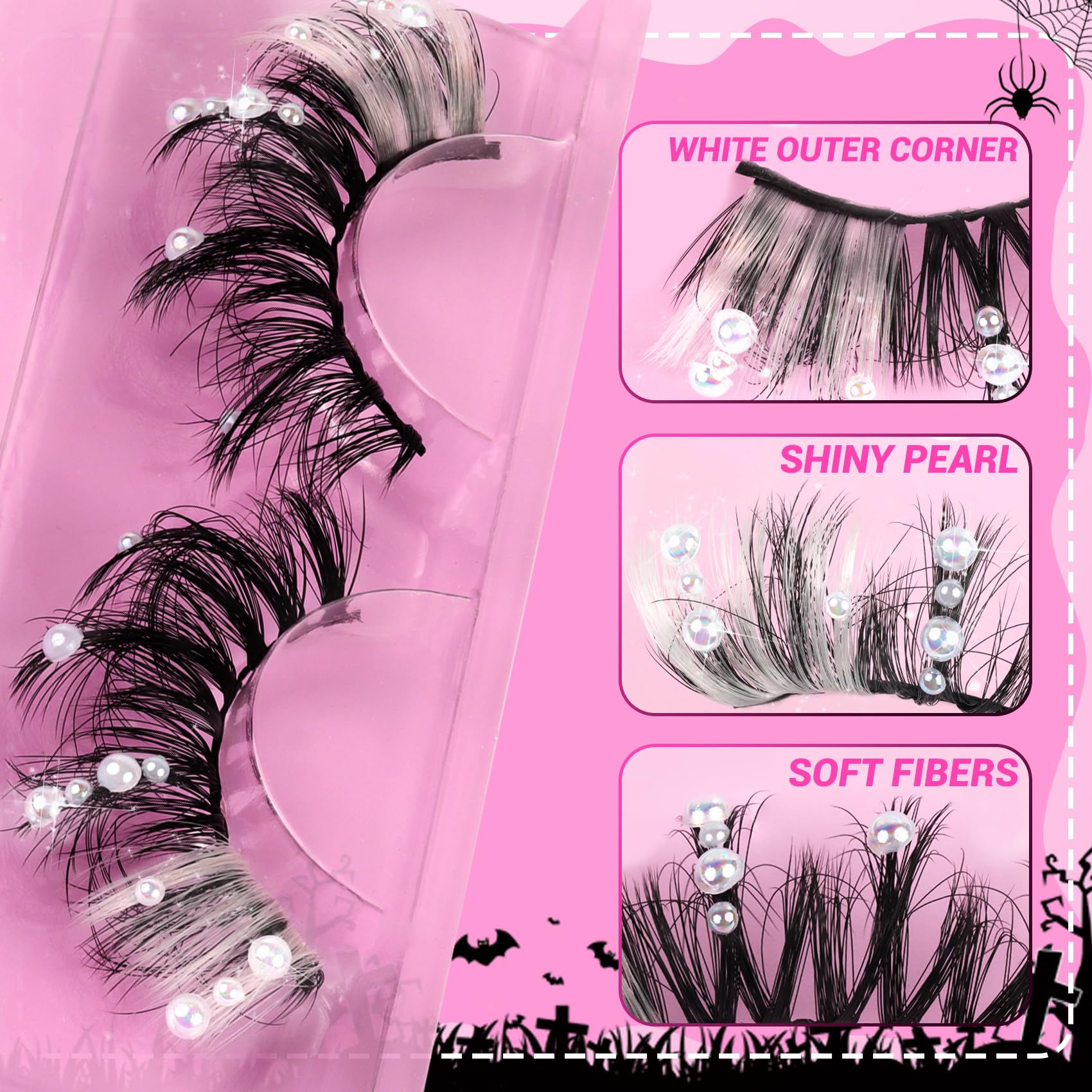 Veleasha Christmas Lashes - Pearl-Accented 20mm Wispy Cosplay Lashes Kit