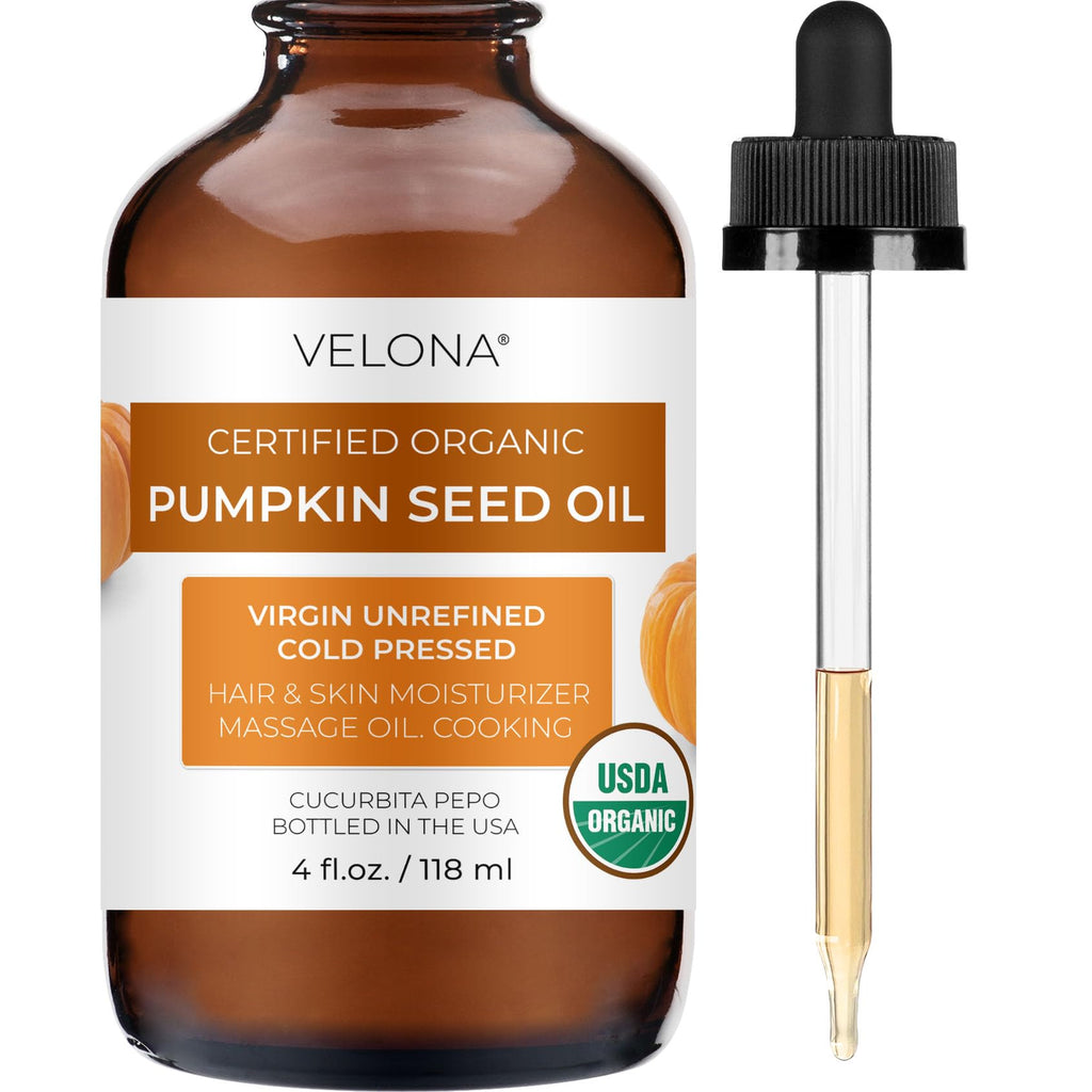 Velona Pumpkin Seed Oil - USDA Organic, Cold-Pressed Carrier Oil (4 fl oz)