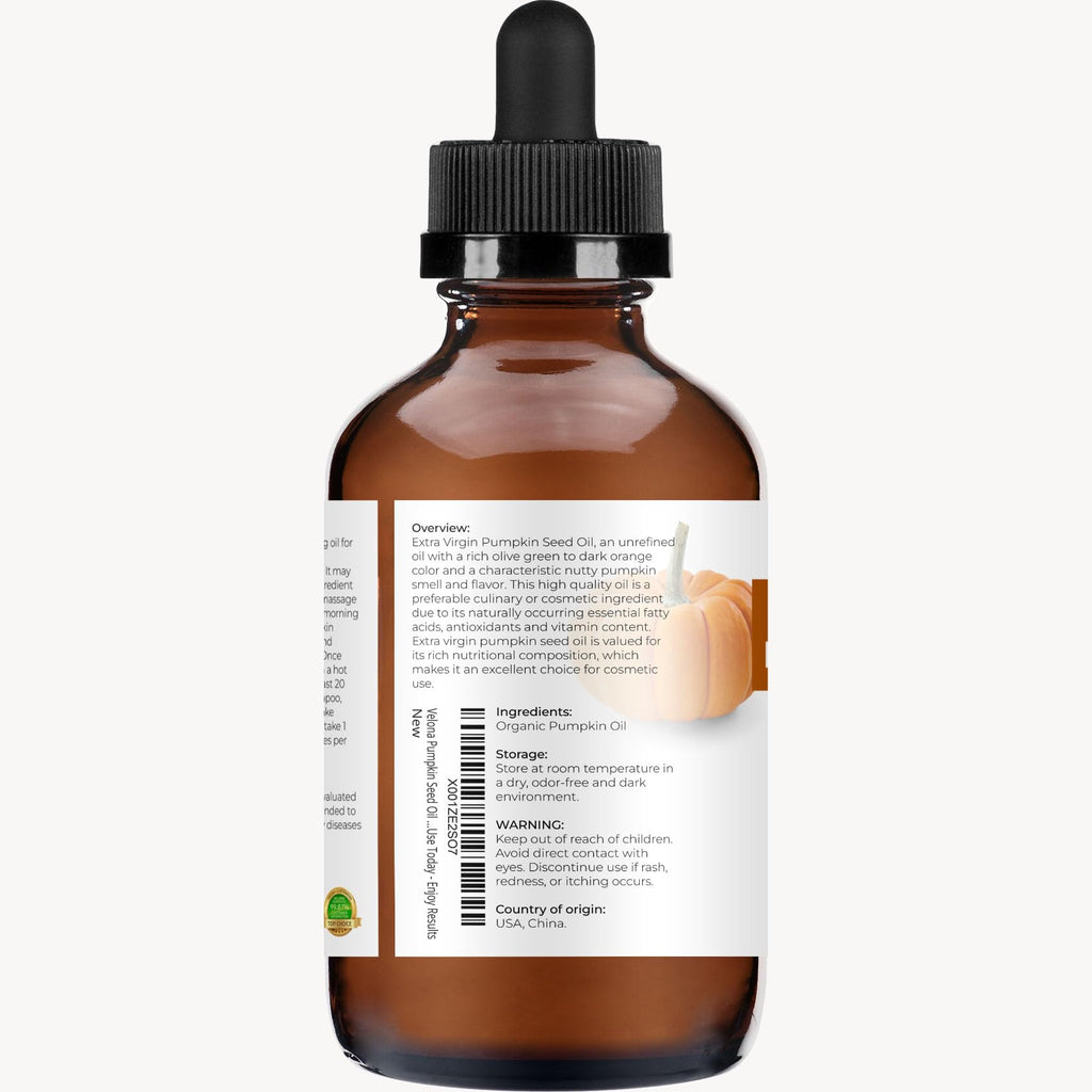 Velona Pumpkin Seed Oil - USDA Organic, Cold-Pressed Carrier Oil (4 fl oz)