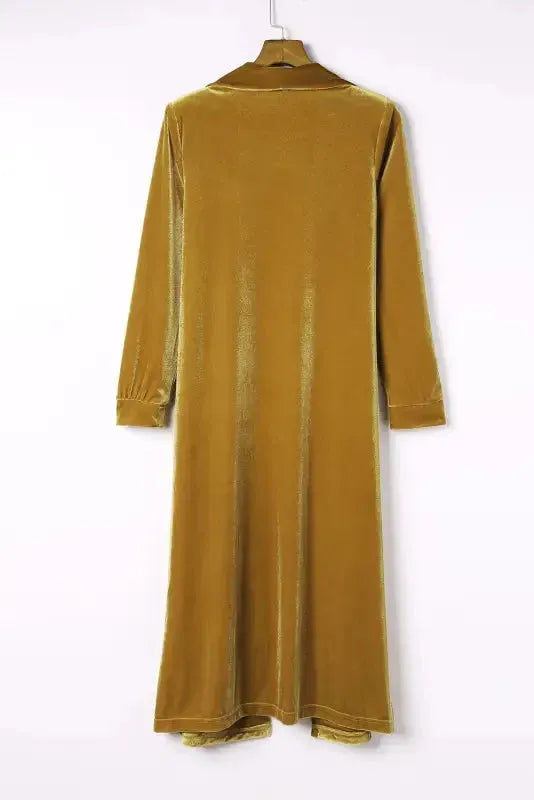 Velvet Open Front Pocketed Long Duster Cardigan Women UK