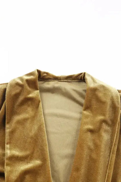 Velvet Open Front Pocketed Long Duster Cardigan Women UK