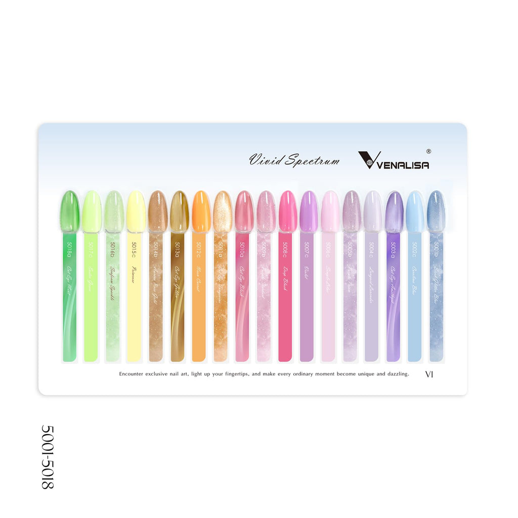 VENALISA V1 22-Pcs Cat Eye Gel Nail Polish Set – 18 Colors + Color Card, Glitter Blue Green Purple Kit for At-Home Manicure