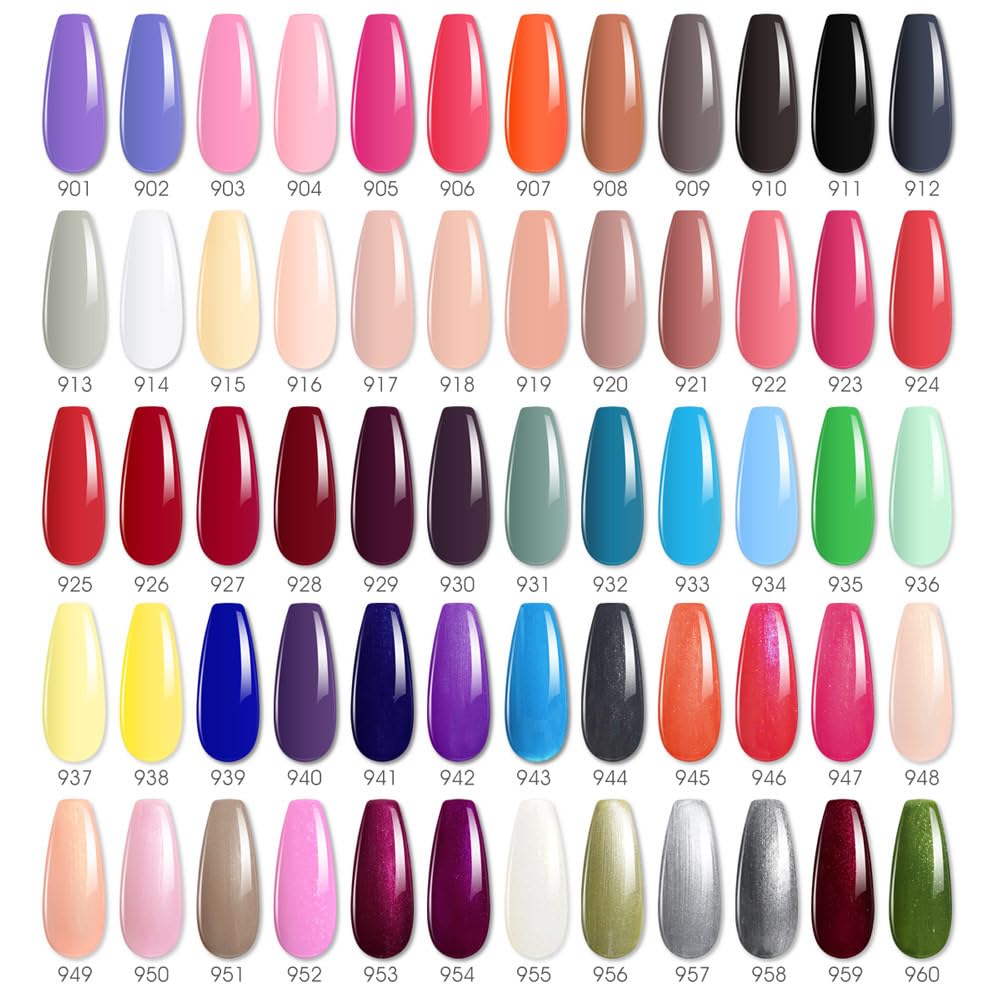 VENALISA VIP1 Set – 62 PCS Gel Nail Polish Kit (7.5ml) with Color Card, Base Coat & Top Coat | UV LED Soak Off Starter