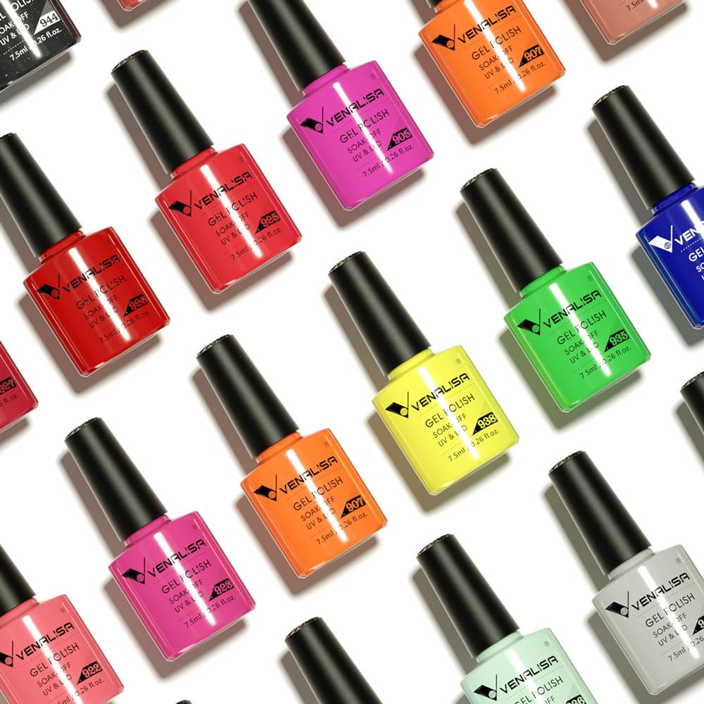 VENALISA VIP1 Set – 62 PCS Gel Nail Polish Kit (7.5ml) with Color Card, Base Coat & Top Coat | UV LED Soak Off Starter