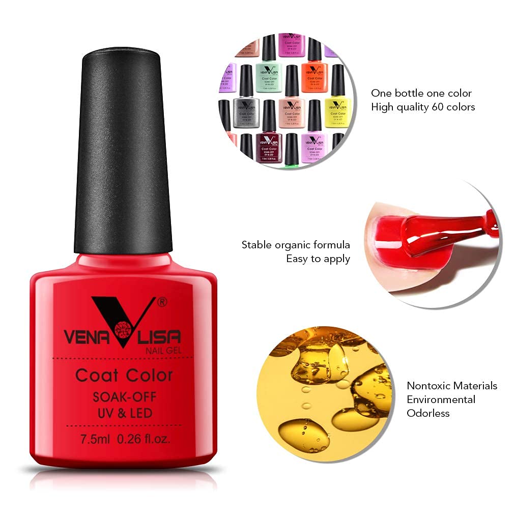 VENALISA VIP2 Gel Nail Polish Set: 60 Colors (7.5ml) + Base, Top, Matte & Color Card