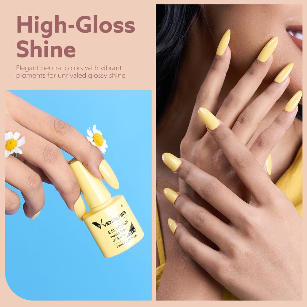 VENALISA VIP5 60-Color Gel Nail Polish Set with Base & Top Coats – Salon-Quality at Home