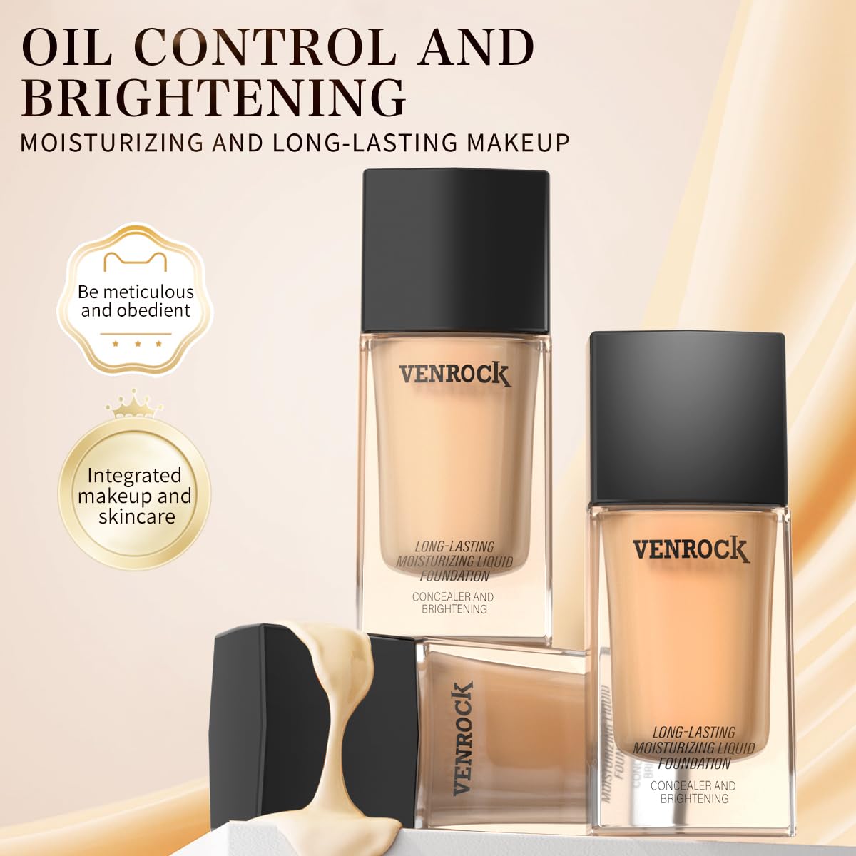 Venrock 24HR Moisturizing Foundation – Ivory White, 30ml | Waterproof & Buildable Coverage