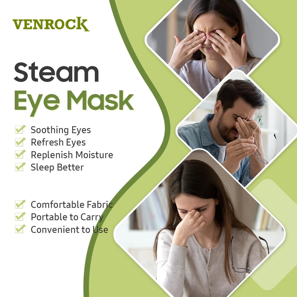 Venrock Lutein Self-Heating Steam Eye Mask – 10 Packs | Heated Eye Mask for Dry Eyes, Dark Circles & Puffiness