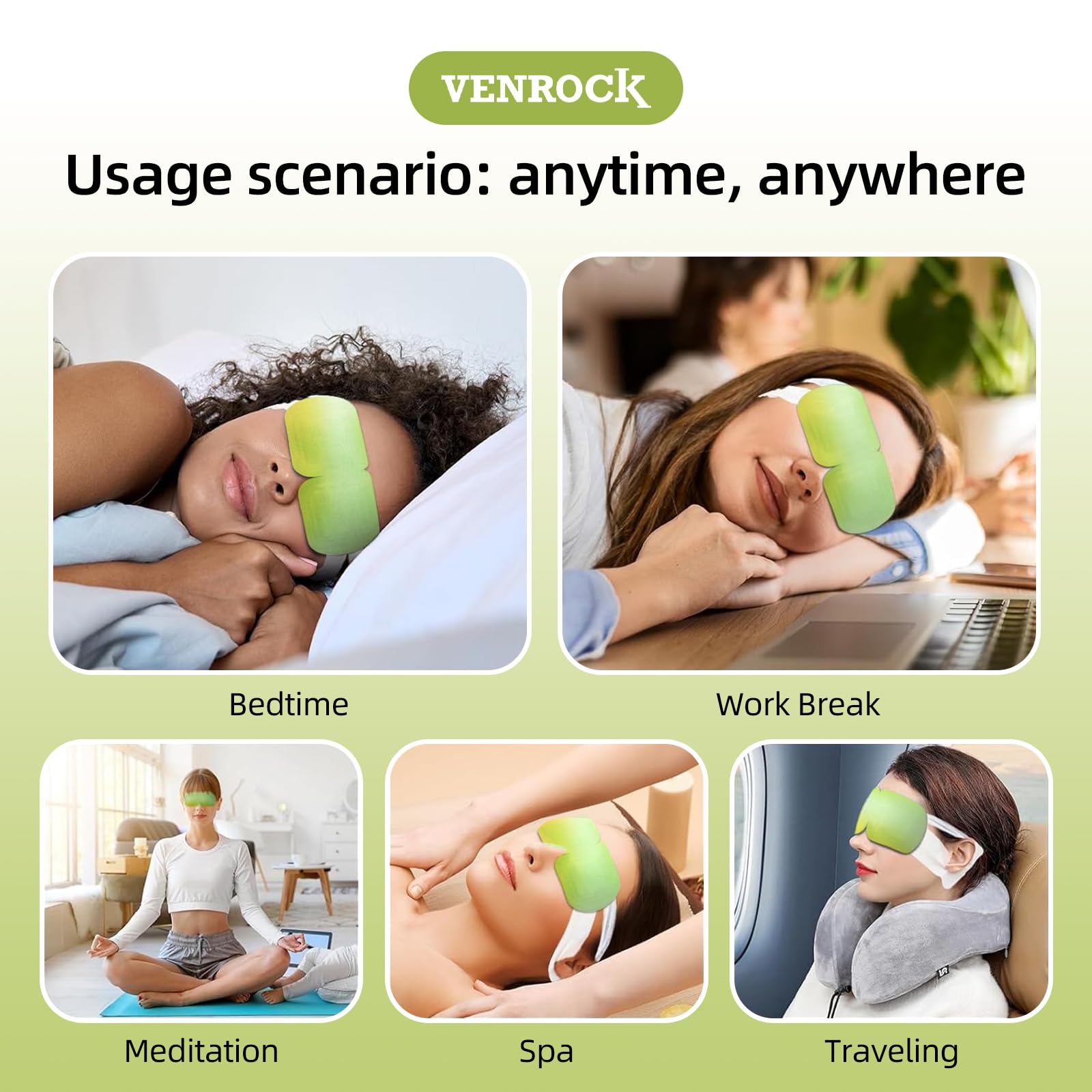 Venrock Lutein Self-Heating Steam Eye Mask – 10 Packs | Heated Eye Mask for Dry Eyes, Dark Circles & Puffiness