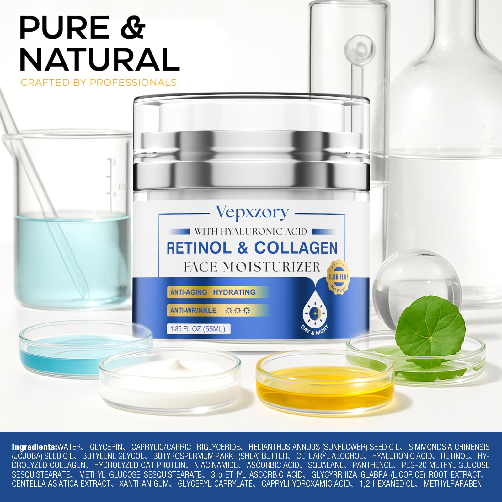 Vepxzory Retinol Moisturizer with Hyaluronic Acid | Anti-Aging Face Cream