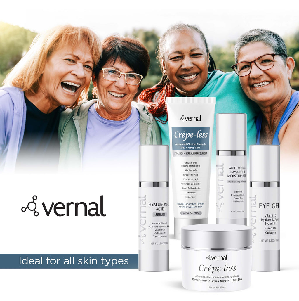 Vernal Crepe-less Skin Firming Cream – Crepey Arms, Neck & Hands | Organic Body Moisturizer, Made in USA (6 oz)
