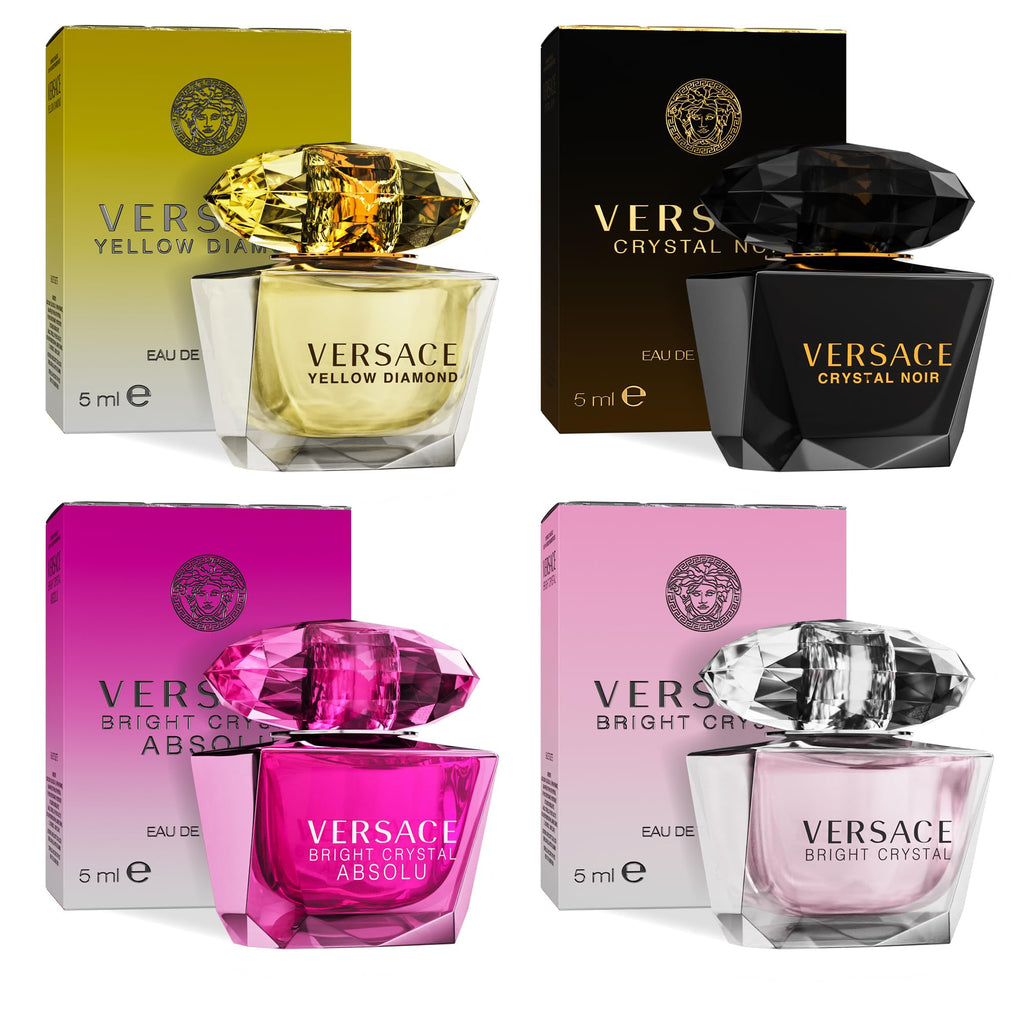 Versace 4-Piece Mini Perfume Set for Women | Bright Crystal Absolu, Yellow Diamond, Crystal Noir, Bright Crystal