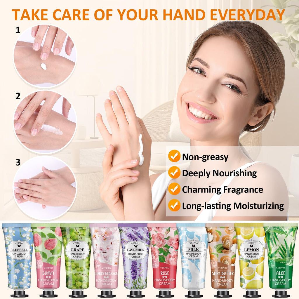 VESPRO 126-Pack Hand Cream Set – 14 Scents, Travel-Size Moisturizers