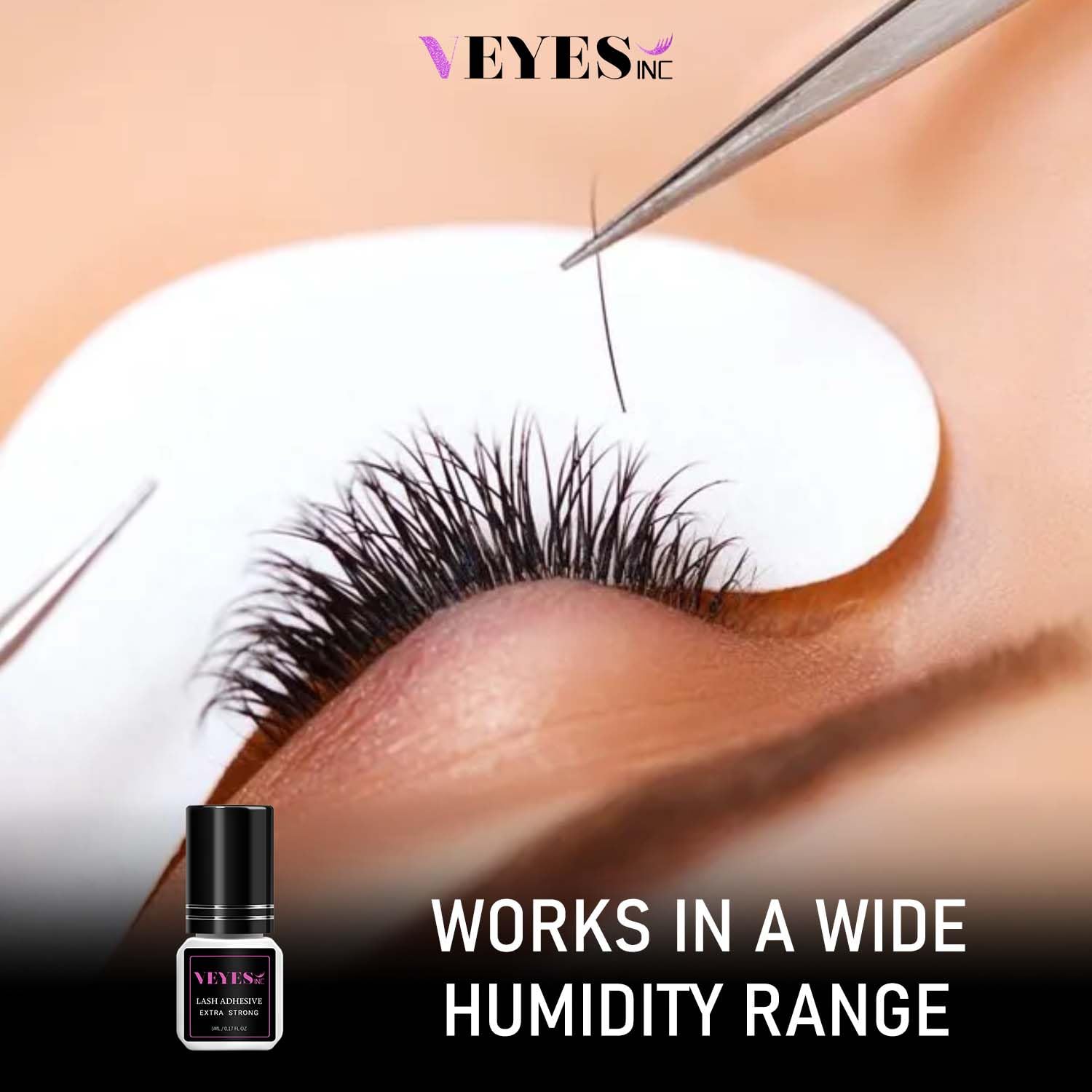 VEYES INC Eyelash Extension Glue – Extra Strong Black 5ml, 1s Dry Time, Up to 8 Weeks Hold