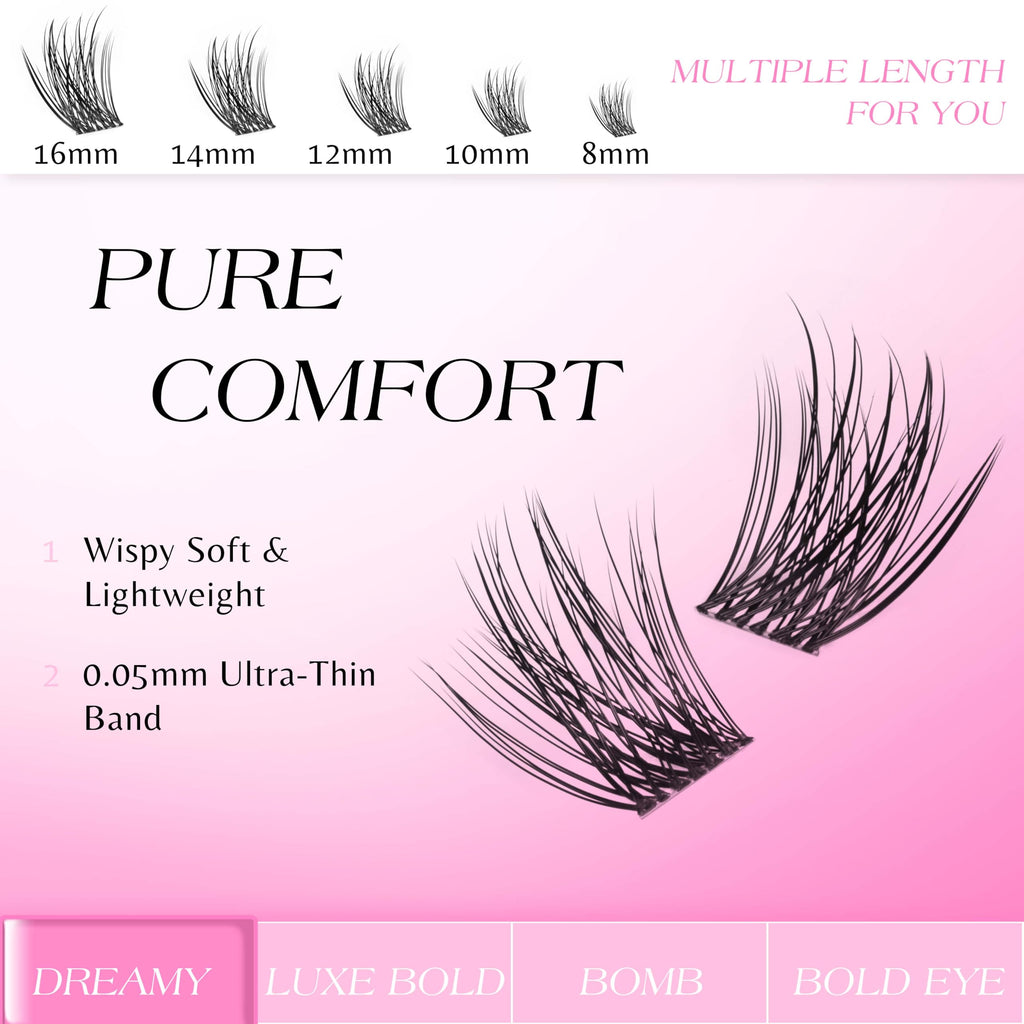 VEYESBEAUTY Dreamy Lash Clusters – DIY False Eyelashes, 8-16mm Mixed Length