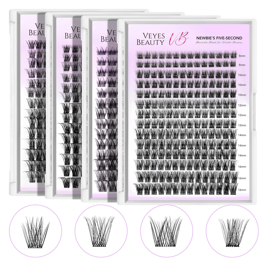 VEYESBEAUTY Dreamy Lash Clusters – DIY False Eyelashes, 8-16mm Mixed Length