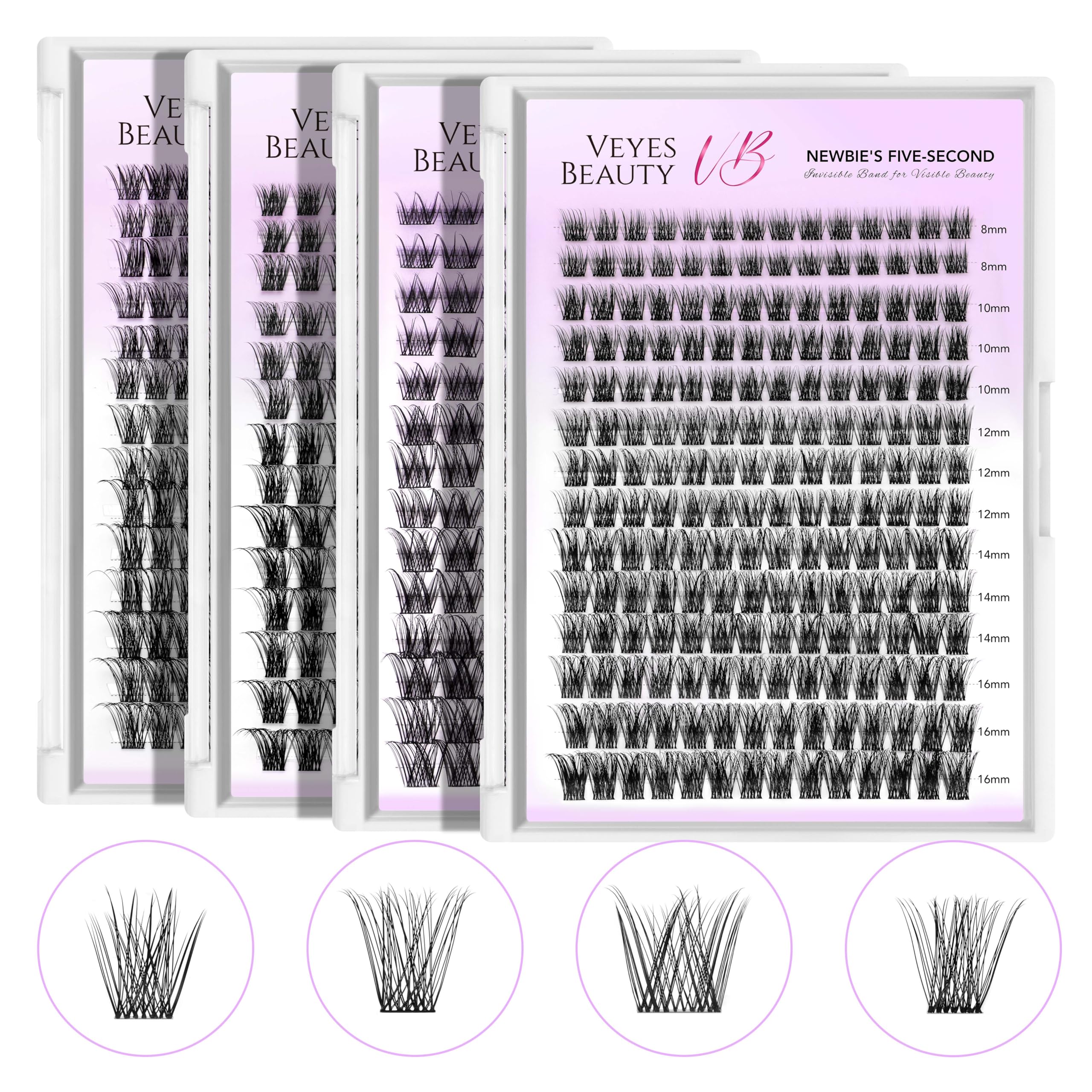 VEYESBEAUTY Dreamy Lash Clusters – DIY False Eyelashes, 8-16mm Mixed Length