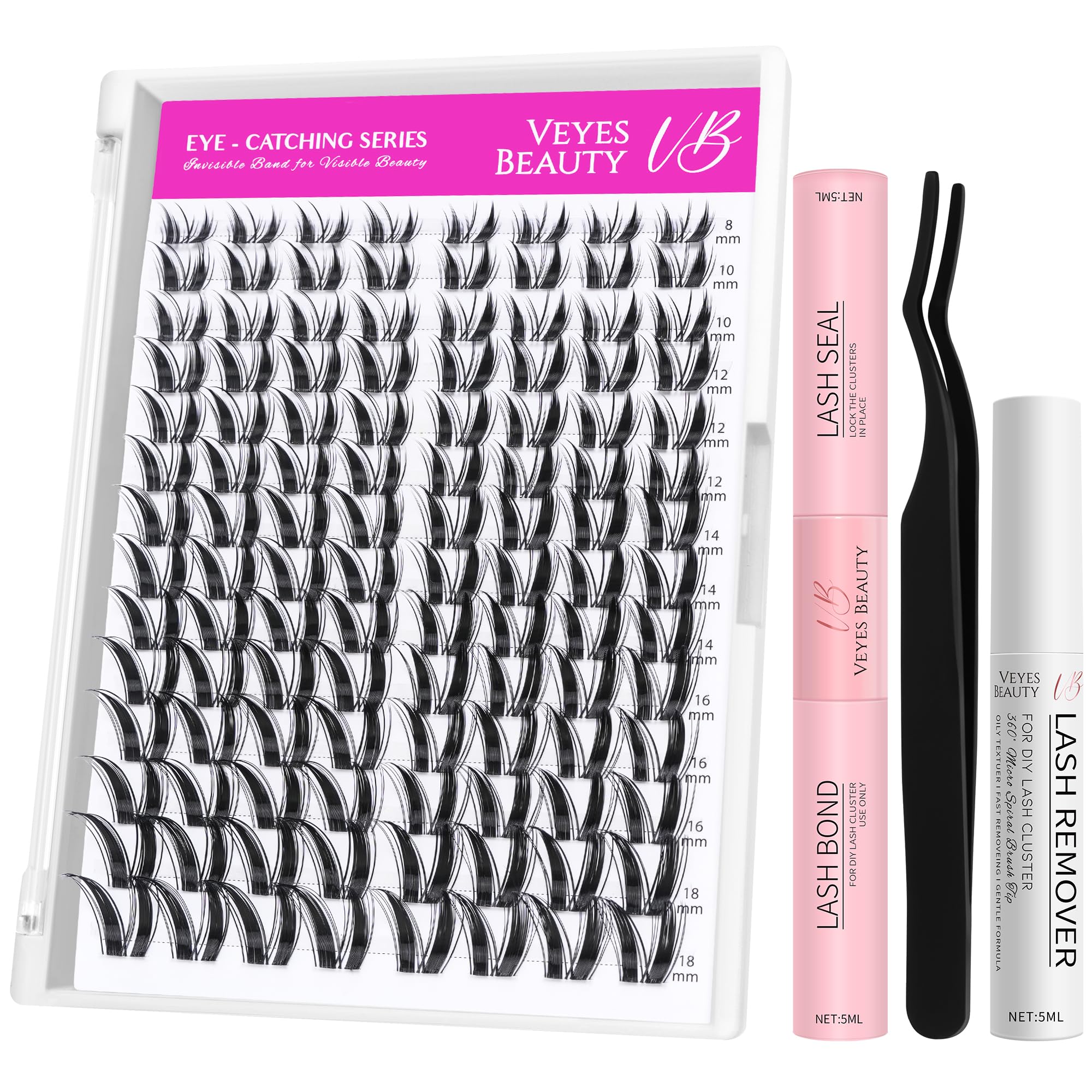 VEYESBEAUTY Bunny Lash Clusters Kit – DIY Dramatic Lashes with Bond & Seal