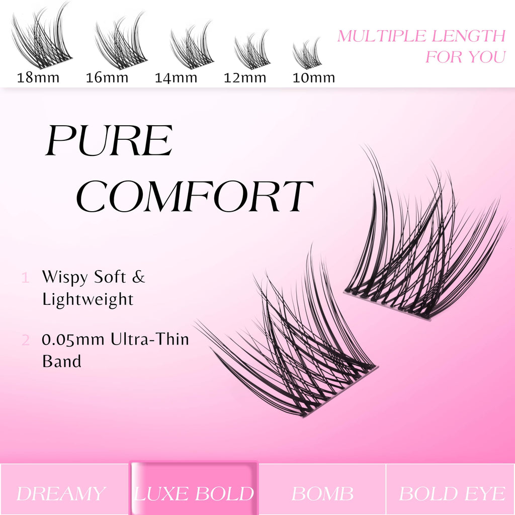 VEYESBEAUTY Lash Clusters — DIY False Eyelashes, Wispy 14mm, Newbie Five-Second Series