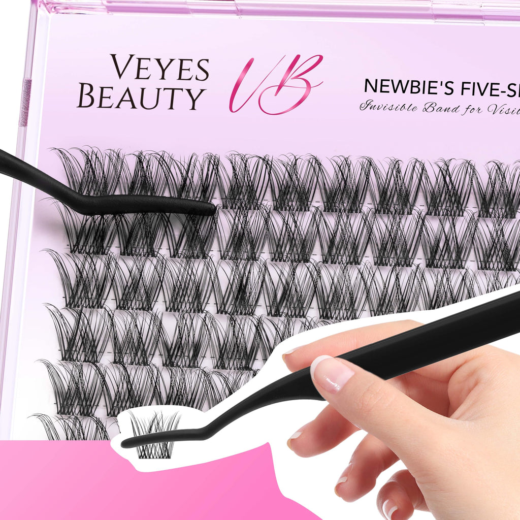 VEYESBEAUTY Lash Clusters — DIY False Eyelashes, Wispy 14mm, Newbie Five-Second Series