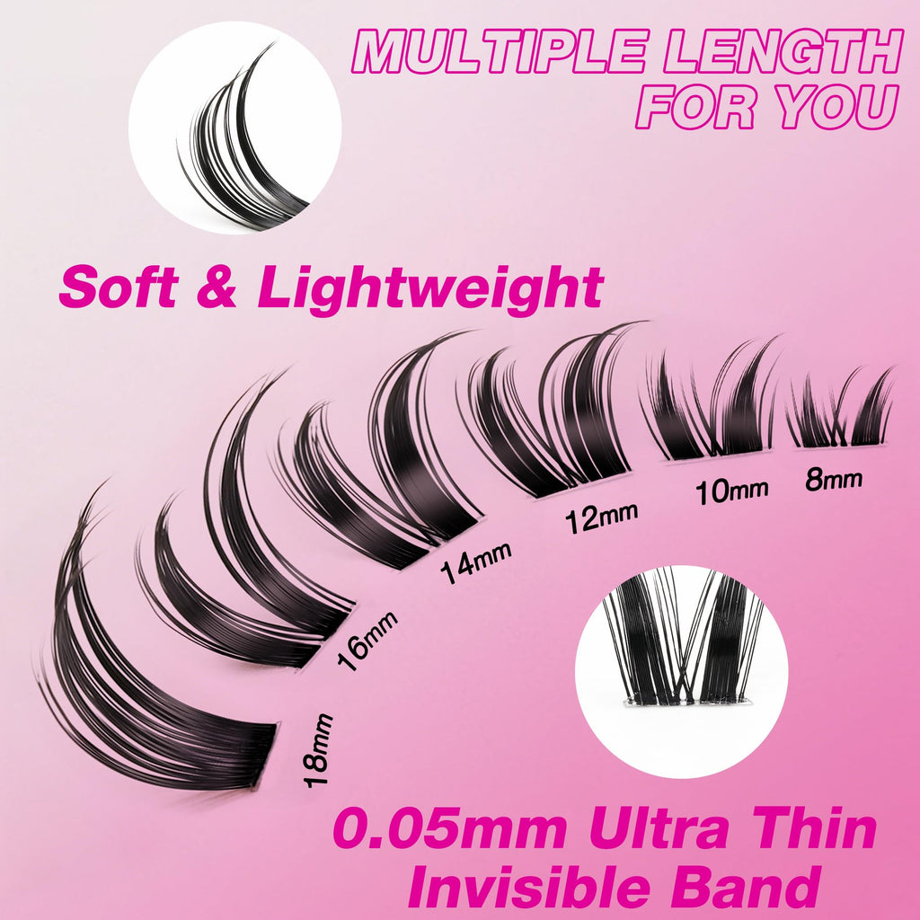 VEYESBEAUTY Bunny Lash Clusters Kit – DIY Dramatic Lashes with Bond & Seal