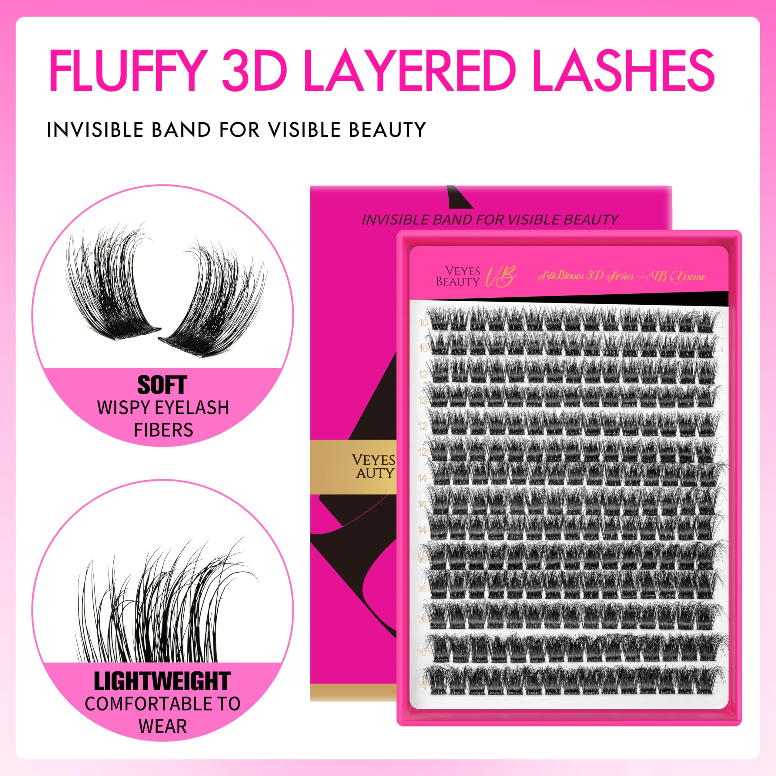 VEYESBEAUTY Lash Clusters - 3D Fluffy Volume Lashes 10-18mm