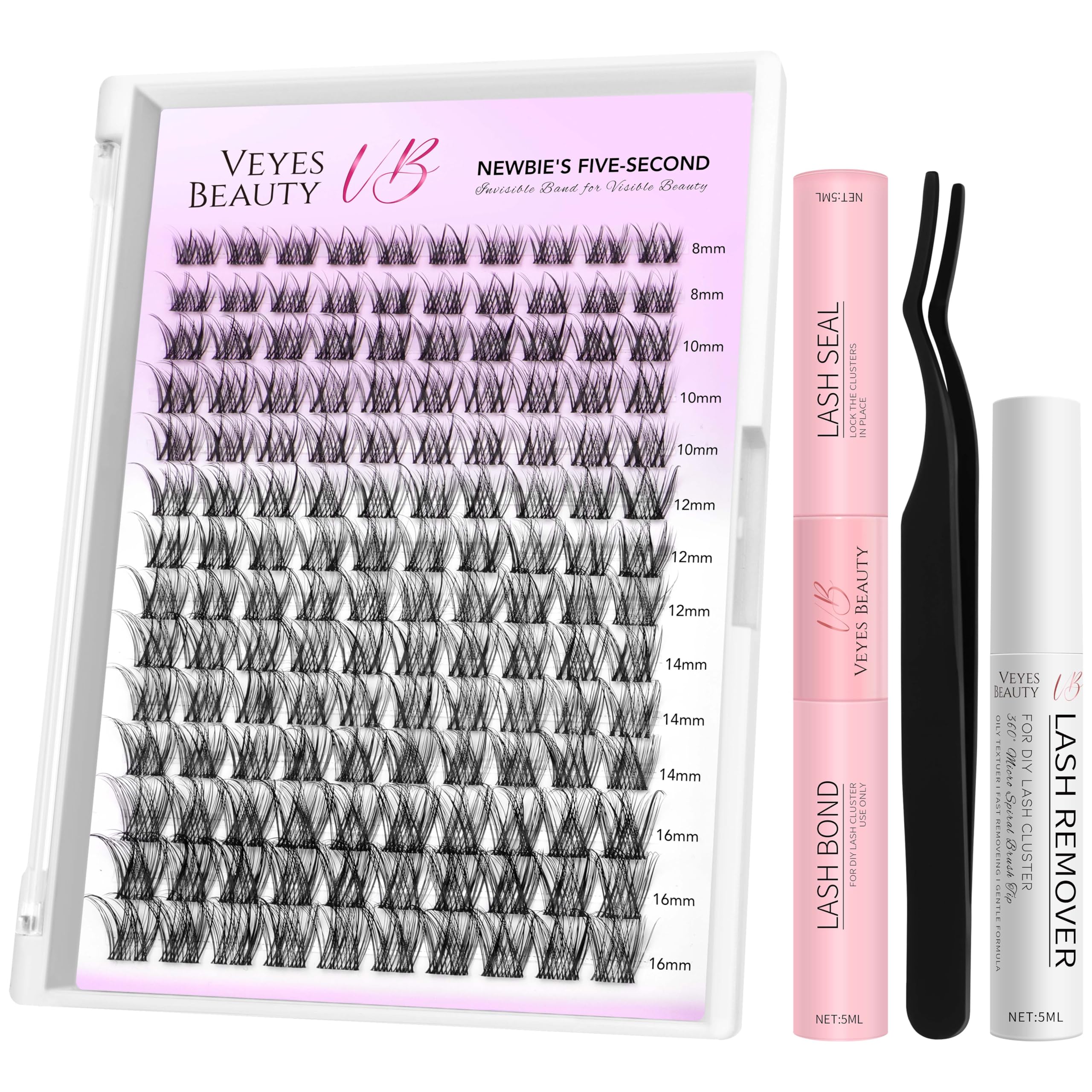 VEYESBEAUTY Lash Clusters Kit – DIY Eyelash Extensions, Five-Second Series, LuxeBold Kit