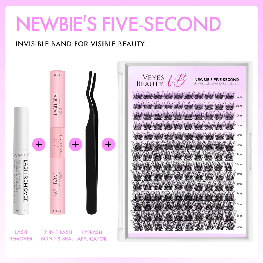 VEYESBEAUTY Lash Clusters Kit – DIY Eyelash Extensions, Five-Second Series, LuxeBold Kit