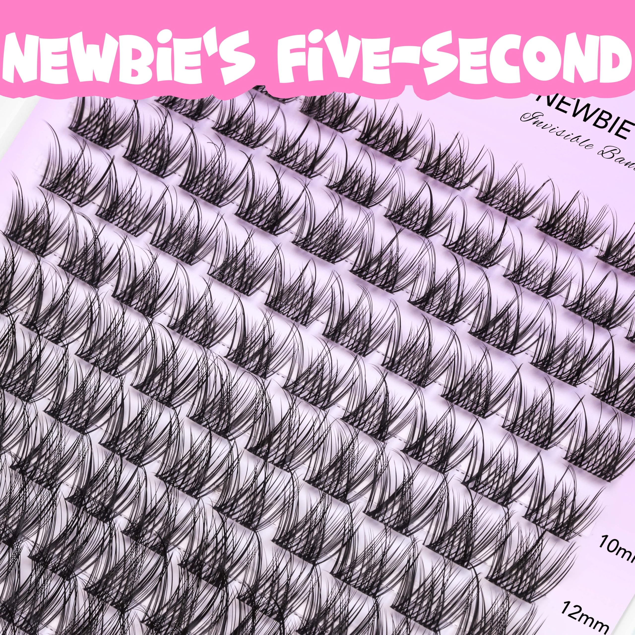 VEYESBEAUTY LuxeBold Cluster Lashes – DIY Invisible Band, 8–16mm Mixed Length